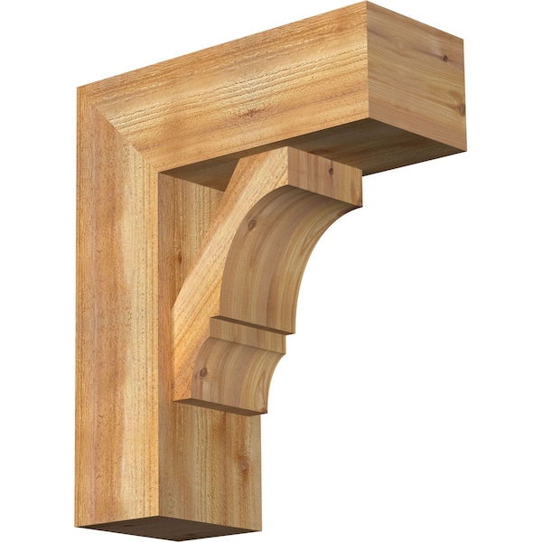 Ekena Millwork Balboa Block Rough Sawn Bracket w/ Offset Brace, Western Red Cedar, 8"W x 20"D x 24"H BKT0806X20X24BOA05RWR - main